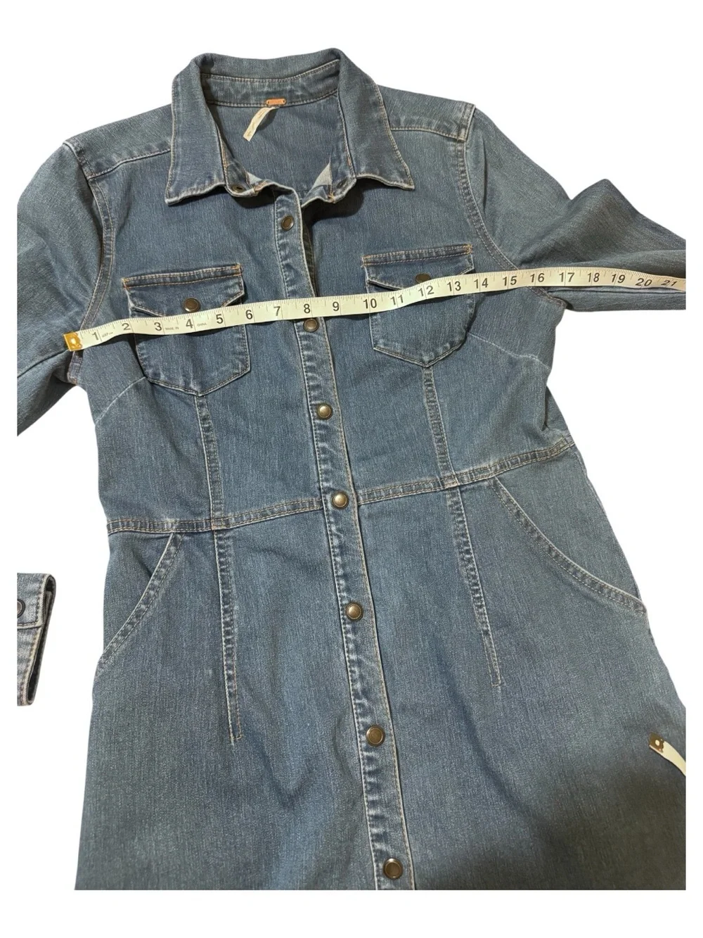 Free People Blue Denim Button-Front Mini Dress